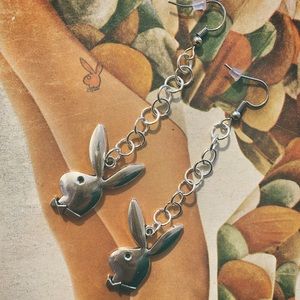 Handmade Playboy Bunny Chain Earrings